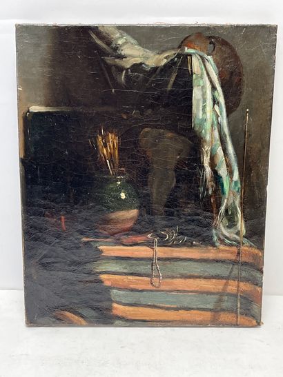 null Anonymous 
"Studio Corner"
Oil on canvas, unframed
38 x 31 cm
Bears a "Bonvin"...