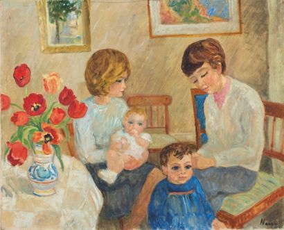 null Marie-Lucie NESSI VALTAT (1910-1992)
The artist's family
Oil on canvas signed...