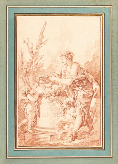  François BOUCHER (1703-1770)
L'autel de l'Amitié
Sanguine
35,5 x 22,8 cm
Au verso,... Gazette Drouot