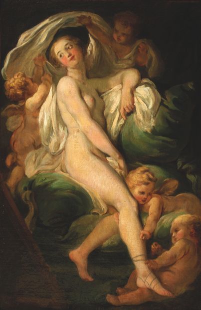  Attribué à Jean-Honoré FRAGONARD (1732-1806)
La toilette de Vénus
Huile sur toile,... Gazette Drouot
