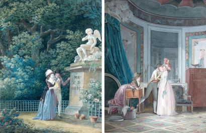 Jean Baptiste MALLET (Grasse 1759 - Paris 1835) Une paire: l'offrande à l'amour dans...