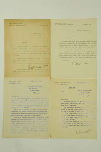 FARMAN Henri-Maurice 2 LAS dont une adressée à Olieslagers, 2 lettres dactylographiées...