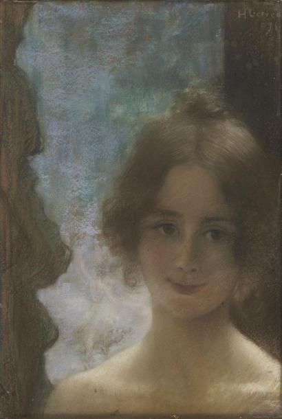 Henri GERVEX (1852-1929) Portrait de Cléo de Mérode Pastel signé et daté 91 en haut...