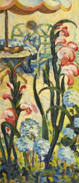 Pierre DUMONT(1884-1936) Le parasol Huile sur toile signée en bas à gauche, titré...