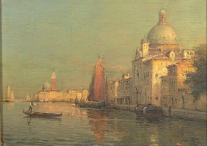 Antoine BOUVARD (1870-1956) Vue de Venise Huile sur toile signée en bas à droite...