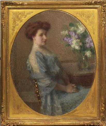 Ernest Joseph LAURENT (1859-1929) Portrait de Madame C., 1909 Huile sur toile de...