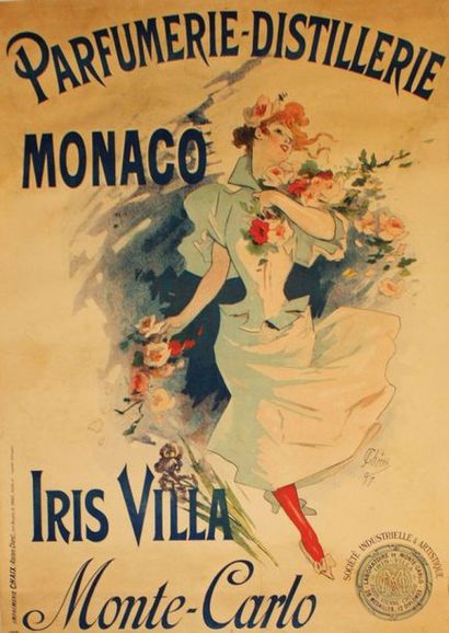CHERET Jules (1836-1932)	 PARFUMERIE-DISTILLERIE, MONACO.“IRIS VILLA”, Monte-Carlo.Vers...