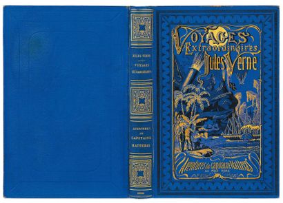 null VOYAGES ET AVENTURES DU CAPITAINE HATTERAS. (1872). Bleu de France. Vol. double...