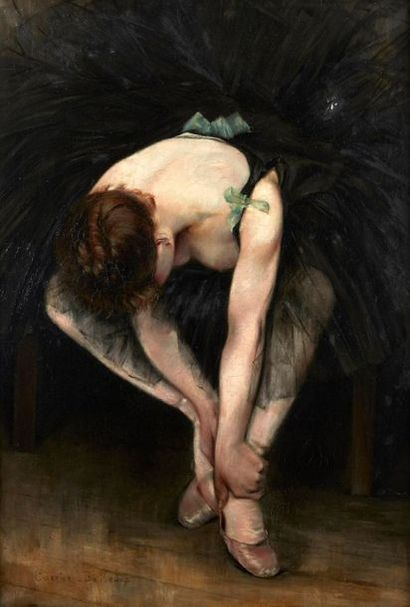 null CARRIER-BELLEUSE (1824-1887)

Danseuse au tutu noir remettant son chausson

Huile...