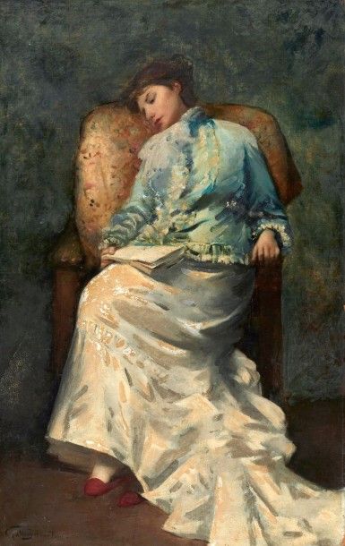 GALLINY 

Sarah Bernhardt endormie, 1880

Huile...