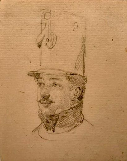 Horace VERNET (1789-1863) Portrait de soldat d'infanterie

Dessin au crayon, trace...