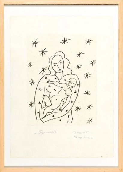 Henri MATISSE HENRI MATISSE

Vierge et enfant sur fond étoilé, 1950-1951, lithographie,...