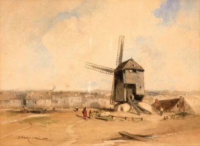 Adolphe HERVIER (1818-1879) Adolphe HERVIER (1818-1879)

Paysage au moulin animé

Aquarelle...