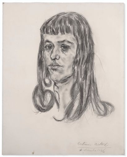 ANTONIN ARTAUD (1896-1948) 
λ Portrait de Florence Loeb

signé et daté 'Antonin Artaud... Gazette Drouot