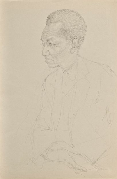 Hans BELLMER (1902-1975) λ• Portrait de Wilfredo Lam en buste


avec le timbre sec... Gazette Drouot