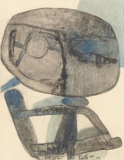 null Maurice ESTEVE (1904-2001) 

Sans titre, 1964 

Fusain, lavis et crayons de...