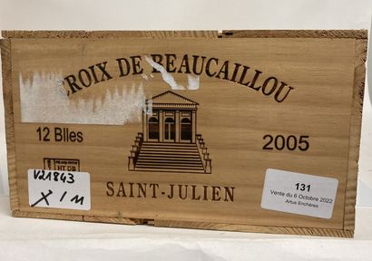 null 12 Bouteilles CROIX DE BEAUCAILLOU 2005 Saint-Julien (Caisse Bois d'origine...