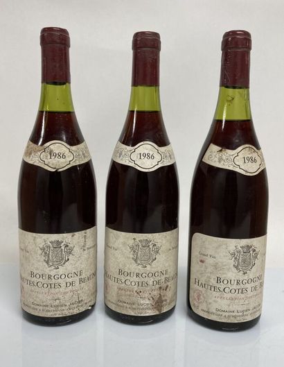 null 3 Bouteilles BOURGOGNE HAUTES CÔTES DE BEAUNE Rouge 1986 Lucien Jacob (3 cm...