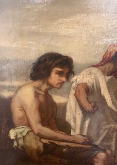  Thomas COUTURE (1815-1879) 
Le retour du fils prodigue 
Huile sur toile. 
35,5 x...