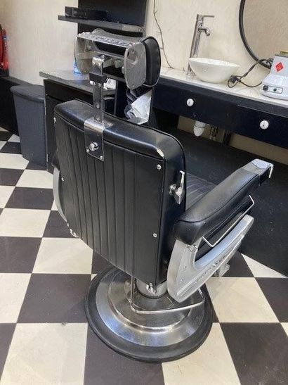 null 1 fauteuil de barbier BELMONT en skaï noir Style Années 60