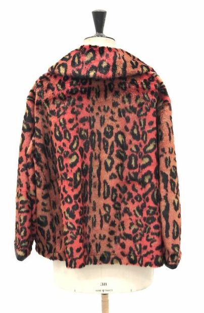null Veste rouge au motif léopard en polyester sans doublure interne, pas de boutons...