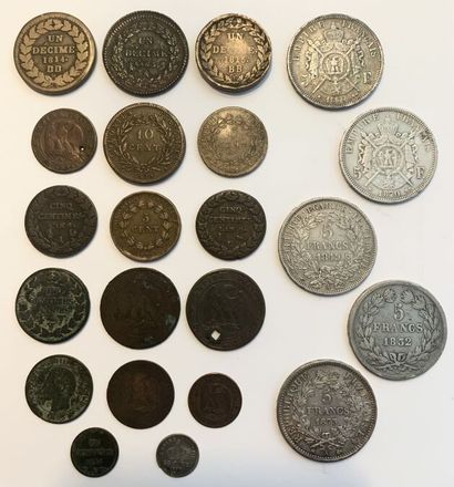 null FRANCE

Ensemble de 17 monnaies du XIXème siècle en bronze

On y joint 5 pièces...