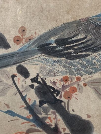 null JAPON - Epoque MEIJI (1868 - 1912)
Trois estampes:
- Deux hirondelles (Taches)....