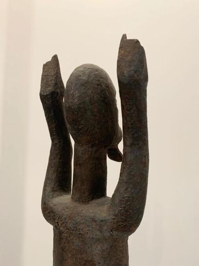 null TAM - DOGON - MALI (de type)
Statuette masculine représentée en pied bras levés,...