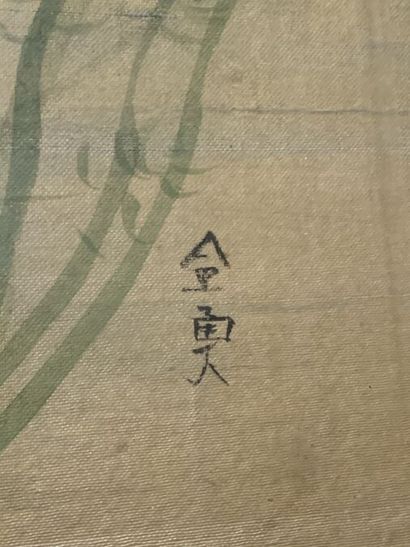 null CHINE ou JAPON, XXe siècle
Poissons rouges
Encre et aquarelle sur tissu, signée...