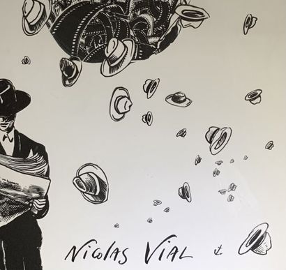 null * Nicolas VIAL (Né en 1955)
"2010"
Collage et encre de Chine sur papier, signé...