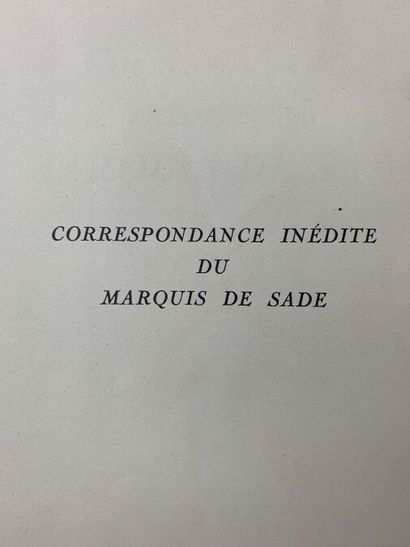 null [EROTISME | MARQUIS DE SADE]
-MARQUIS DE SADE. Correspondance inédite du Marquis...