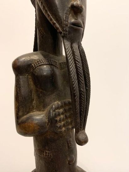 null BAOULÉ - CÔTE D'IVOIRE (de type)
Grande statue d'ancêtre en bois à patine brune...