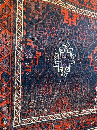 null Lot of 2 carpets :
YEMOUTH RUG (warp, weft and wool pile). 
Turkmenistan, around...