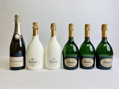 null Ensemble de 6 Bouteilles : 4 Bouteilles CHAMPAGNE NM Ruinart, 1 Bouteille CHAMPAGNE...