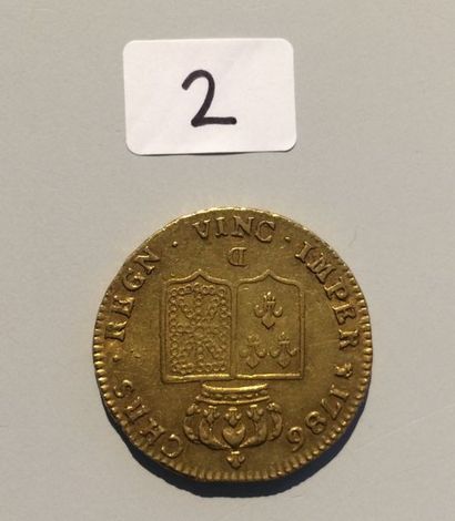 null DOUBLE LOUIS D'OR, dit «aux écus accoLÉs» - Lyon, 1786 - 15,25 g