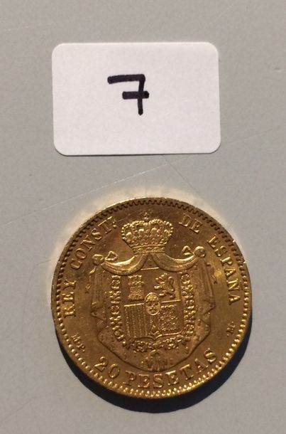 null ESPAGNE 20 PESETAS OR, Alfonso XIII, 1890/6,44 g