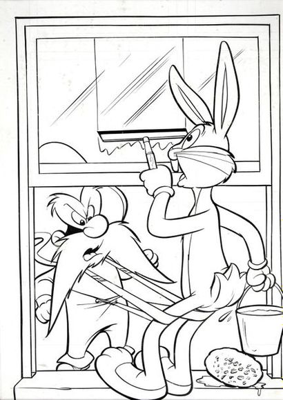 HANNA BARBERA (Studios) Bugs Bunny
Encre de Chine pour une couverture réalisée en...