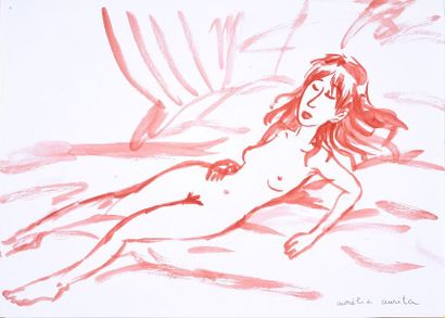 AURITA, Aurélia (1980) Portrait de Jeanne Cherhal, illustration excécutée lors d'un...