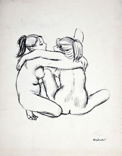 CUVELIER, Paul (1923-1978) Ensemble: Un bromure, deux femmes s'embrassant 32,5x25,5...