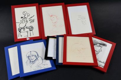 A set of 7 autographs drawn for the Angoulême...