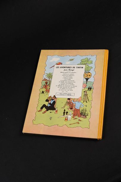 HERGÉ TINTIN 15. Au pays de l'Or Noir. EO B4. Edition originale 1950. Dos jaune....