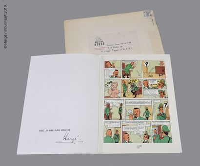 Hergé-Carte de Vœux de 1978. Reproduction de la planche inédite 22Bis de Tintin et...