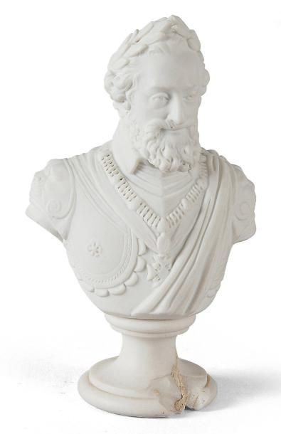 null Henri IV, roi de France (1589-1610). Petit buste en biscuit de Sèvres le représentant...