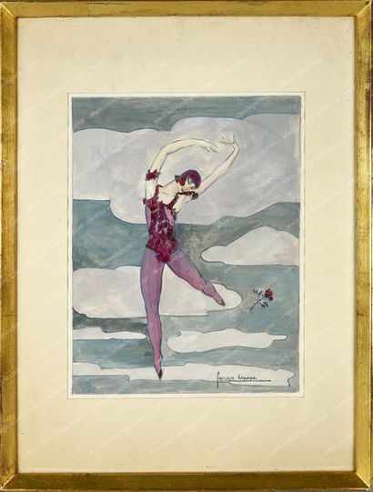 LEPAPE Georges (1887-1971). 
Portrait de Vaslav Nijinski dans le ballet Le spectre...