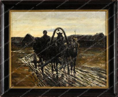 VOROCHILOFF Serge Semenovitch (ca. 1865-ca. 1912) 
Troïka dans un paysage hivernal...