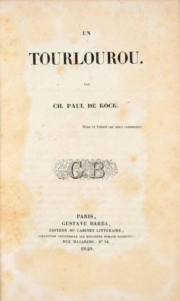 [BIBLIOTHÈQUE DU PRINCE PAUL DEMIDOFF (1839-1885)]. Un tourlourou, Paris, Gustave...