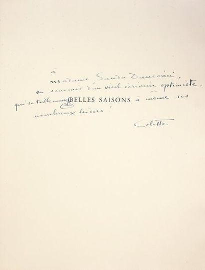 COLETTE. Belles Saisons. Editions de la Galerie Charpentier. in-4, en feuilles, chemise,...