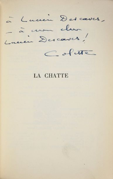 COLETTE. La Chatte. Paris, Grasset. 1933. In-12 demi-bas. bleue, tête dor. E.O. Un...