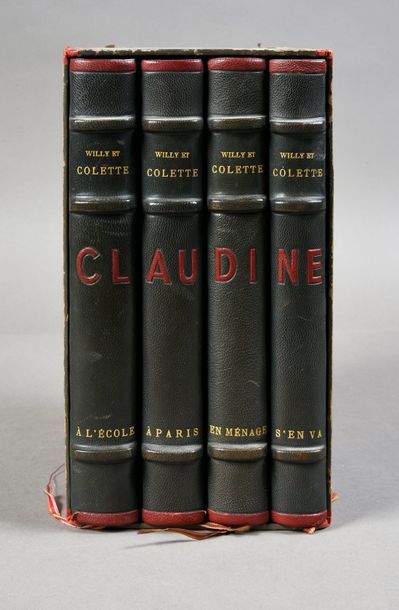 COLETTE. Les quatre Claudine. Bièvres, Pierre de Tartas, 1973; 4 vol. pet.in-4 mar....