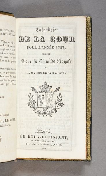 null CALENDRIER de la cour pour l'année 1827. Paris, Le Doux-Hérissant, 1827. In-18,...